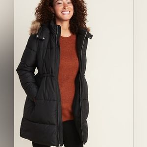 Maternity Hooded Frost-Free Long-Line Puffer Jacket